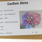 Don Anderson Ladies Boutique White and Fuchsia Striped Hat W/ Beads 7 1/8 57cm