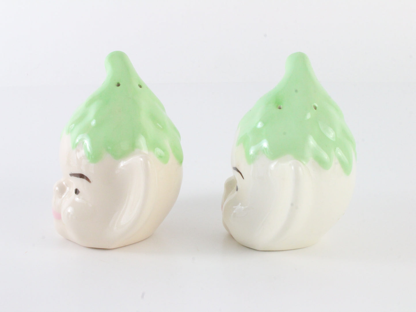 Vintage Pixie Elf Head Salt & Pepper Shakers Ceramic 3.5 In