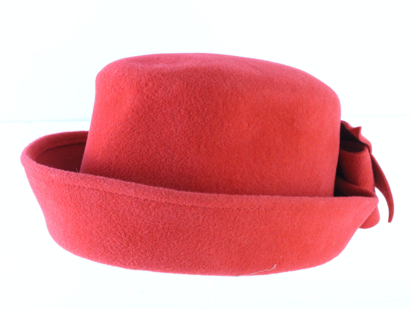 Frank Olive Private Collection Ladies Boutique Red Felt Hat W/ Bow 7 56cm