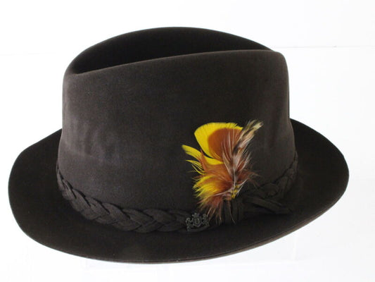 Biltmore Mens Black Oak Brown Canadian Suede Fedora MULTIPLE SIZES