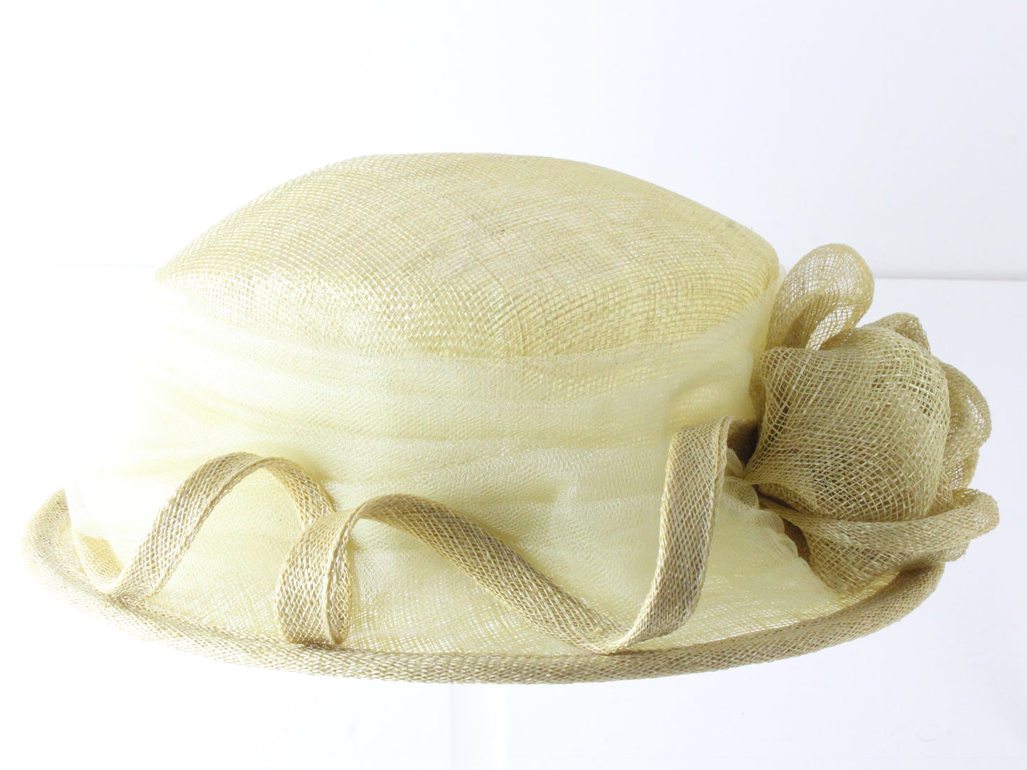 Marzi of Italy Ladies Elegant Pale Green Straw W/ Rose Church Hat Size 7 56cm