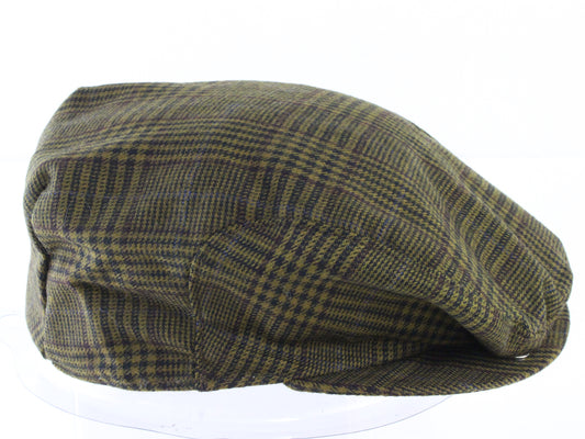 Borsalino Mens Vintage Olive Green Plaid Newsboy Golf Sport Cap MULTIPLE SIZES