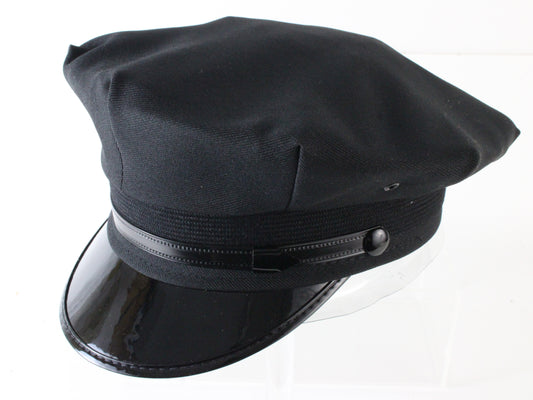 Mens Black Curved Brim Chauffeurs Cap QUALITY Union Made USA MULTIPLE SIZES