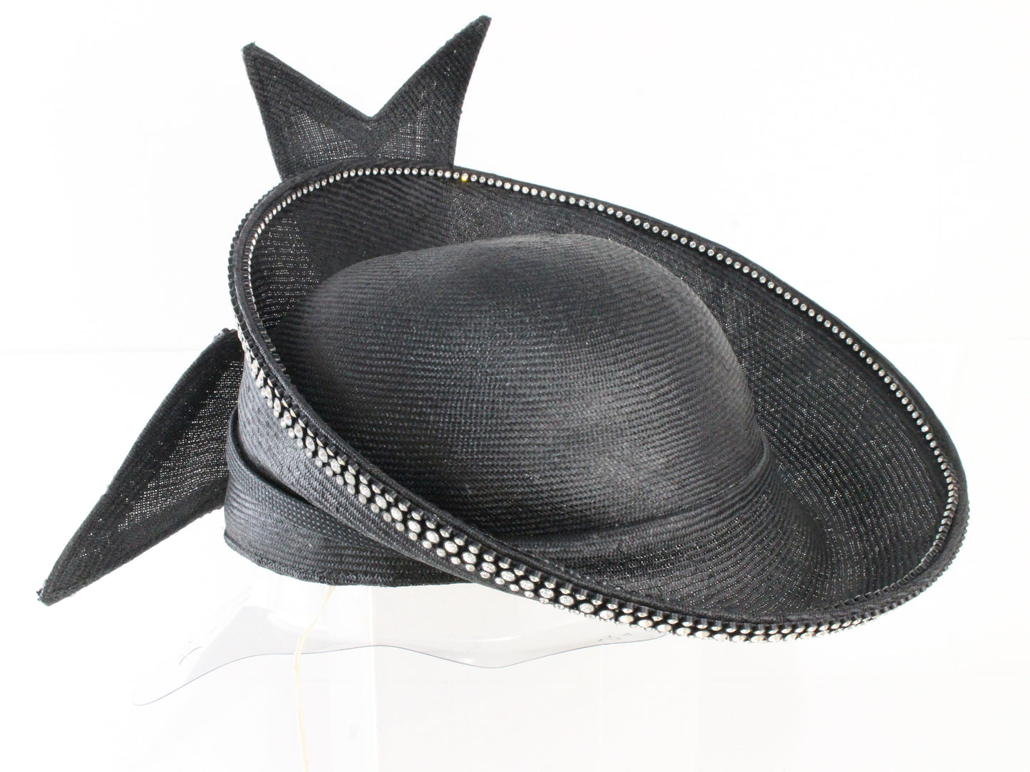 Jack Mcconnell New York Ladies Boutique Black Straw Like Hat 7 1/4 58cm