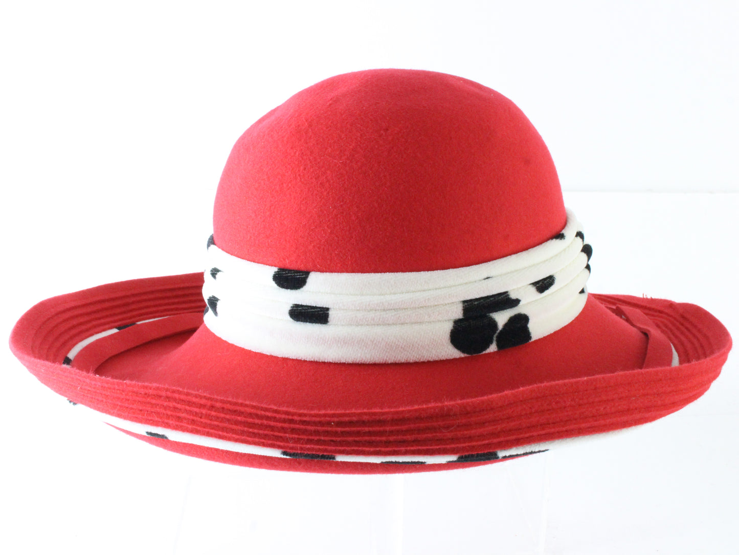 Oscar De La Renta Millinery Ladies Boutique Red Dalmation Print Hat 7 56cm