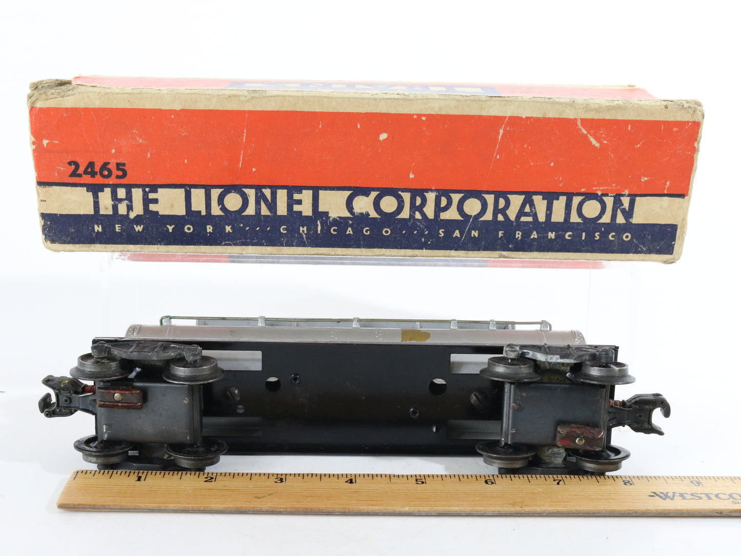 Lionel O Postwar 2465 Sunoco Silver 2 Dome Tank Car W/ Box