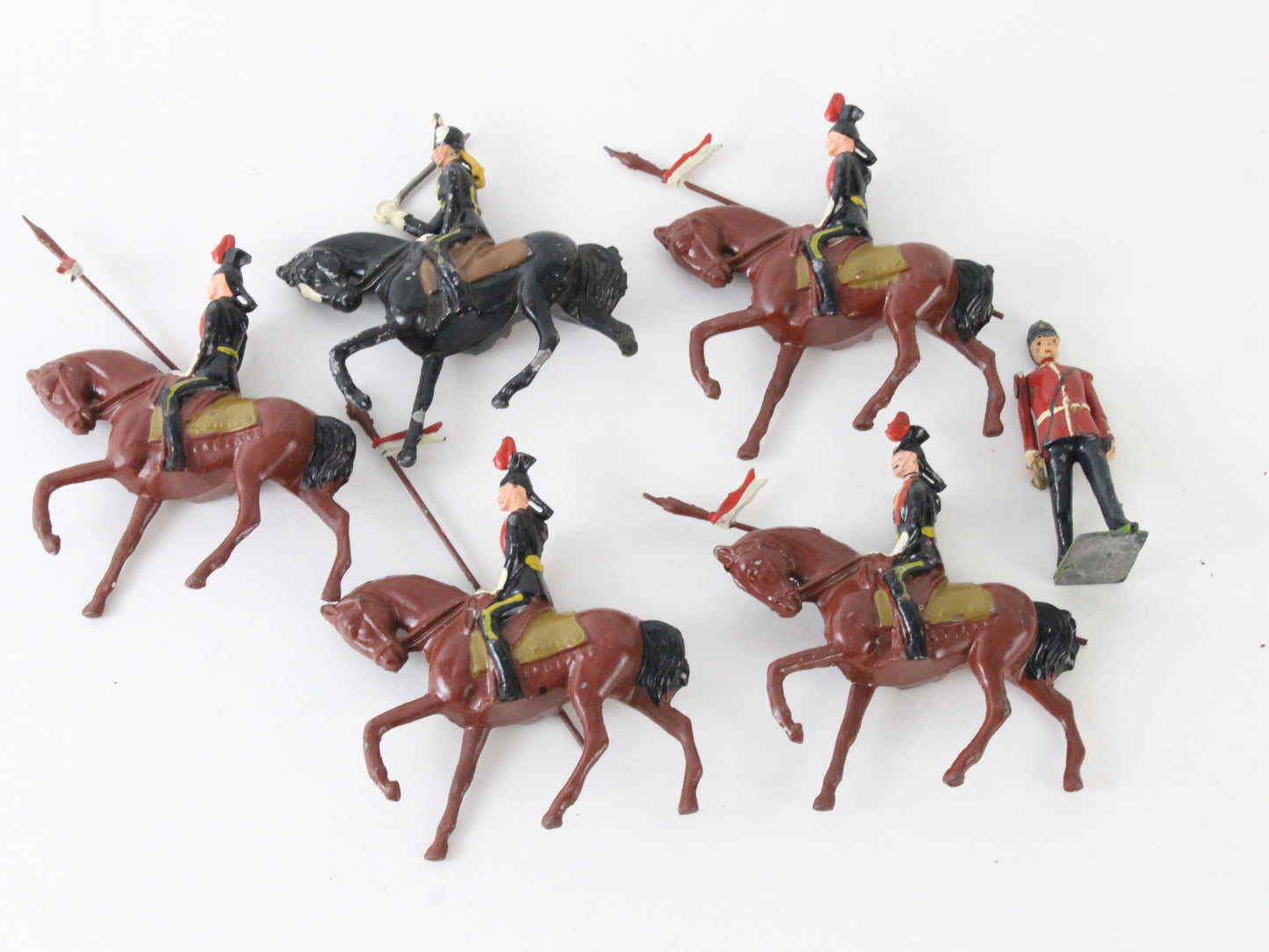 Vintage Cavalry Of The Line John Hill Metal Brown & Black Horses W/ Soldiers