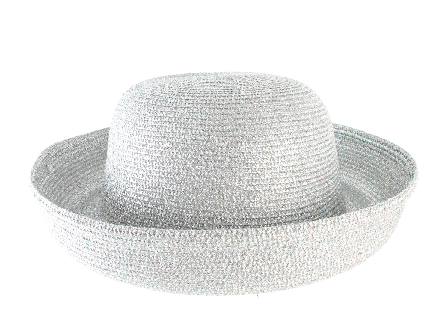 Georgie Ladies Boutique Silver Straw Like Summer Hat 7 1/8 57cm