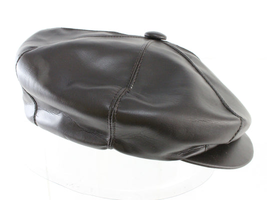 Mens Vintage Brown Faux Leather Eight Quarter Cap MULTIPLE SIZES