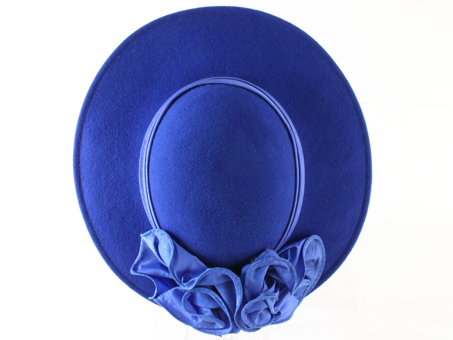 Sonni of California Ladies Royal Blue Wool Felt Hat W/ Ribbon 6 5/8 53cm