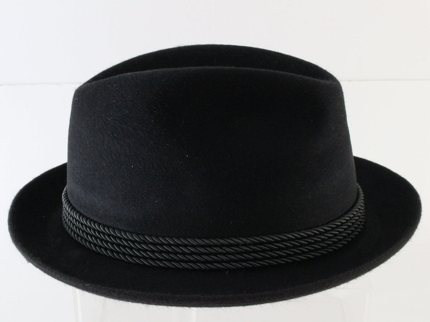 Royal Biltmore Gregory Mens Black Diamond Felt Fedora W/ Maple Pin 7 3/4 62cm