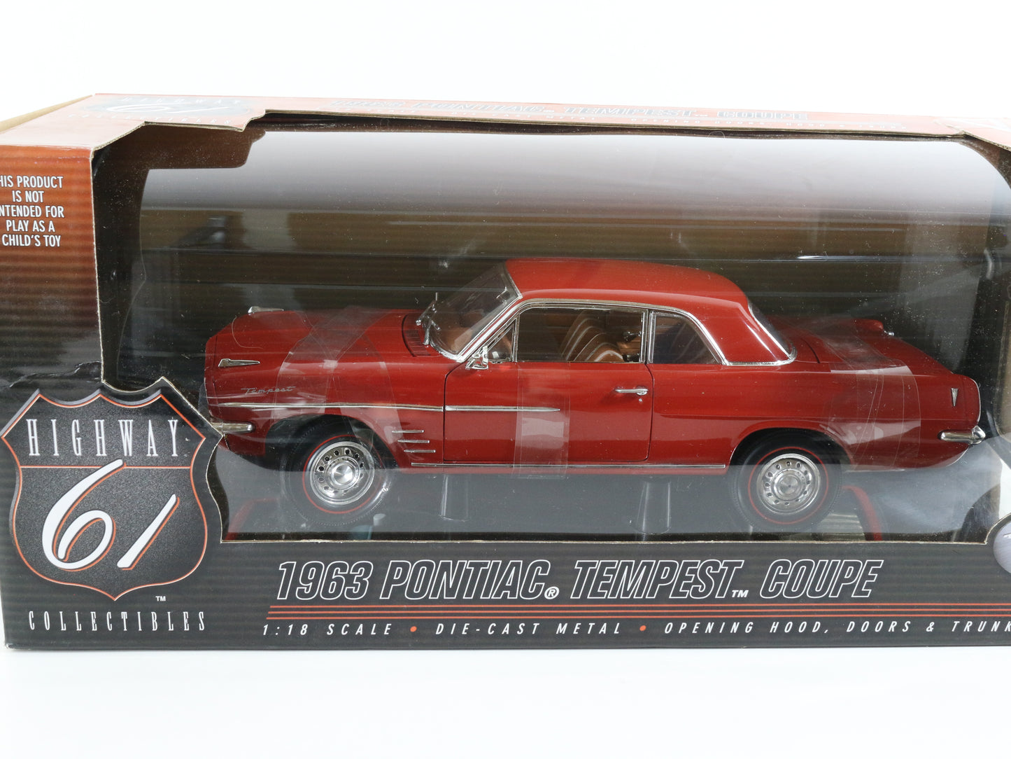 1963 Pontiac Tempest Coupe Red Highway 61 Diecast Promotions 1:18 Model 50137, 1:18 diecast Model, 1:18 rare model, high end diecast, Highway 61 1:18