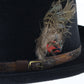 Cavanagh Hats Paddock Mens Black Felt Fedora W/ Brown Feathers MULTIPLE SIZES