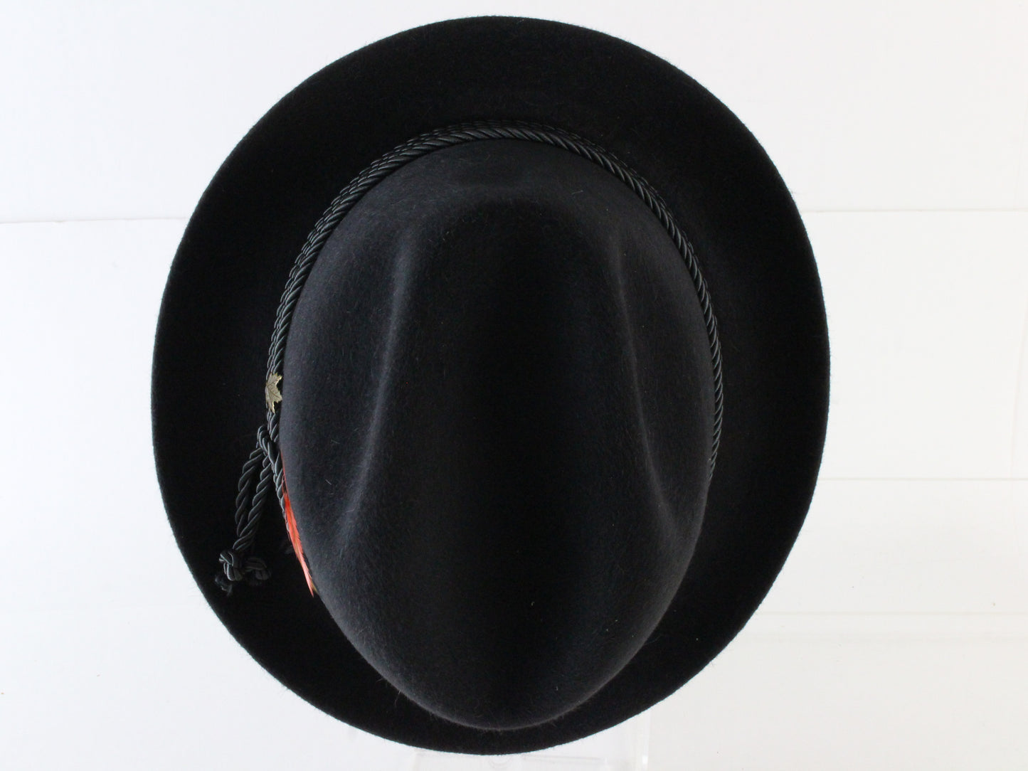 Royal Biltmore Gregory Mens Black Diamond Felt Fedora W/ Maple Pin 7 3/4 62cm