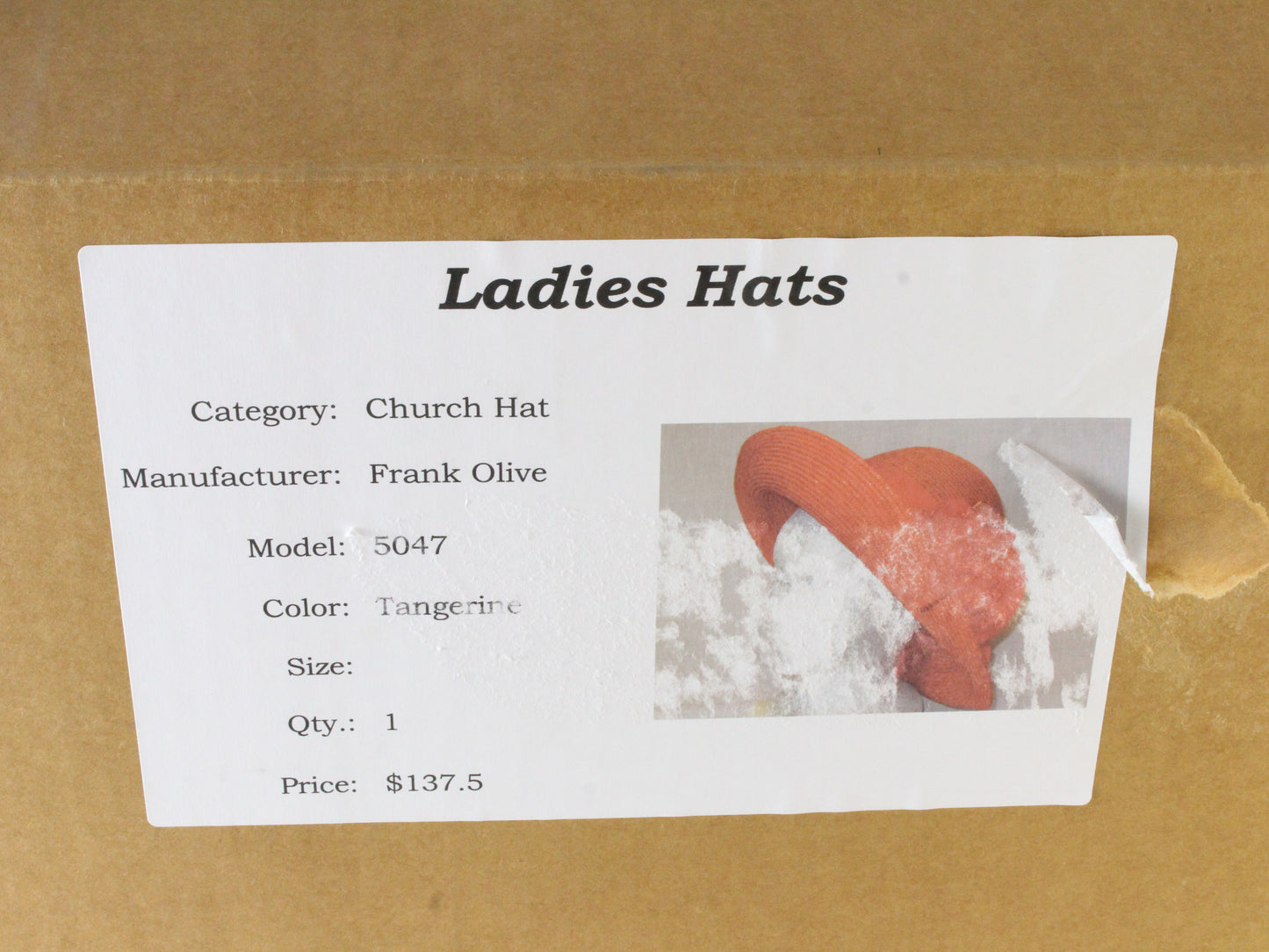 Frank Olive Private Collection Ladies Orange Straw Hat W/ Flower 7 56cm