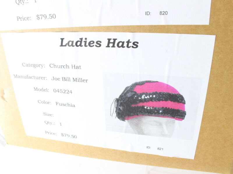 Joe Bill Miller Ladies Fuschia Pink Boutique Hat W/ Sequins And Beads 7 1/8 57cm