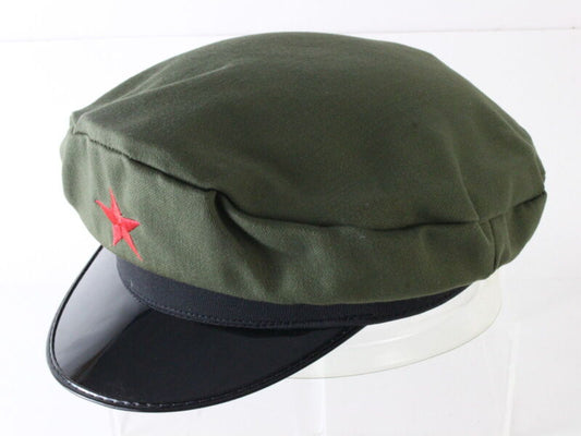 Mens Olive Green Serviceman Hat RED STAR (Prop Costume Military Hat?) One Size