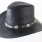 Winfield Cover Co Mens Black LEATHER Cowboy Hat W/ Band And Gray Inner Brim M