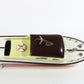 Vintage White Yellow Red Remote Controlled Battery Cabin Cruiser Wooden Boat 12"