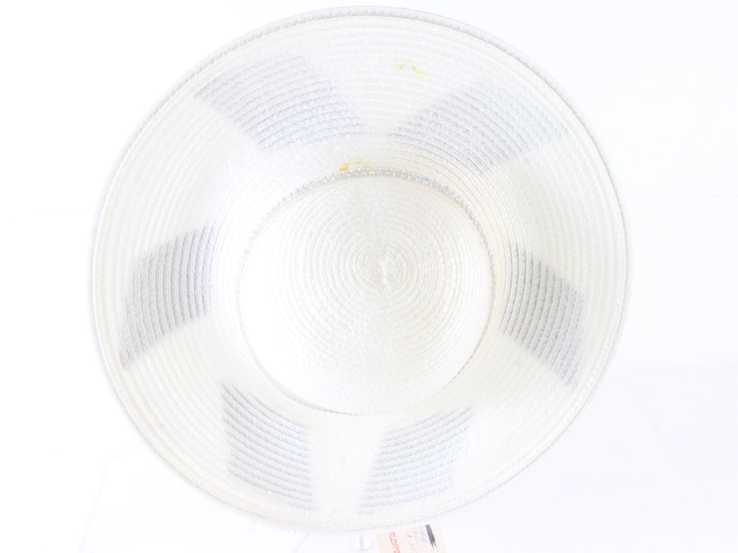 George Zamaul Couture Ladies Fancy Couture White Straw Hat W/ Sequins 7 56cm