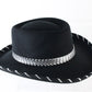 Fiesta Hat Co Waterproof Black Wool Felt Cowboy Cowgirl Hat W/ Silver Band SIZES