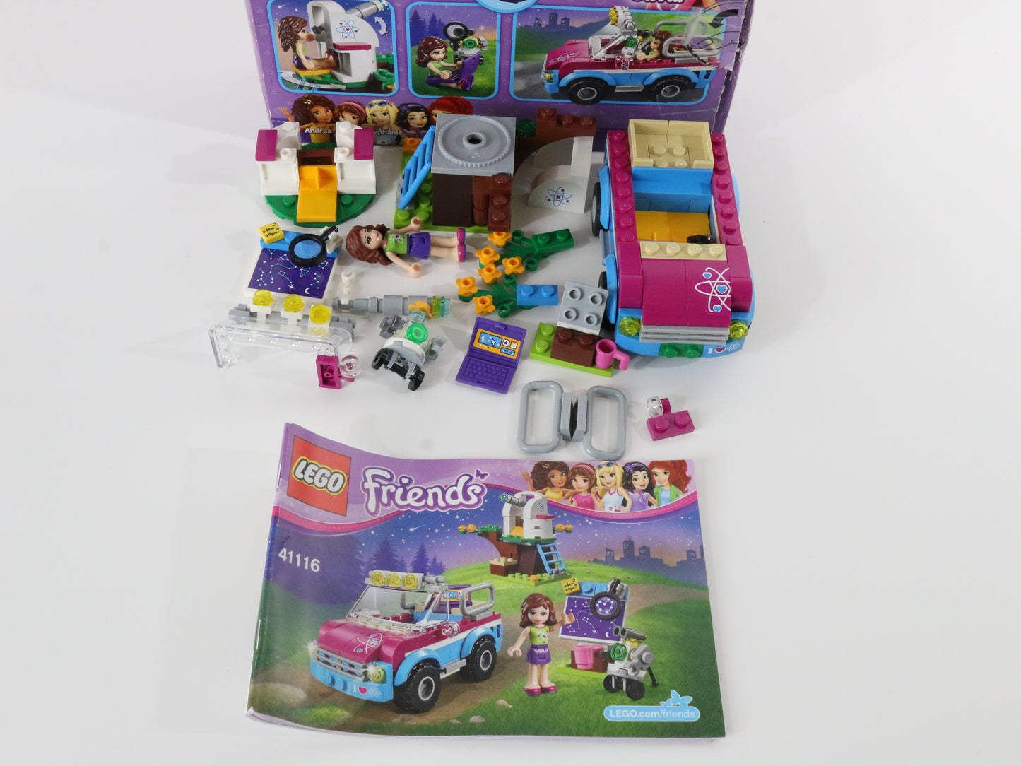 Lego Friends Olivias Exploration Car Mostly Built Set 41116 + Box Instructions