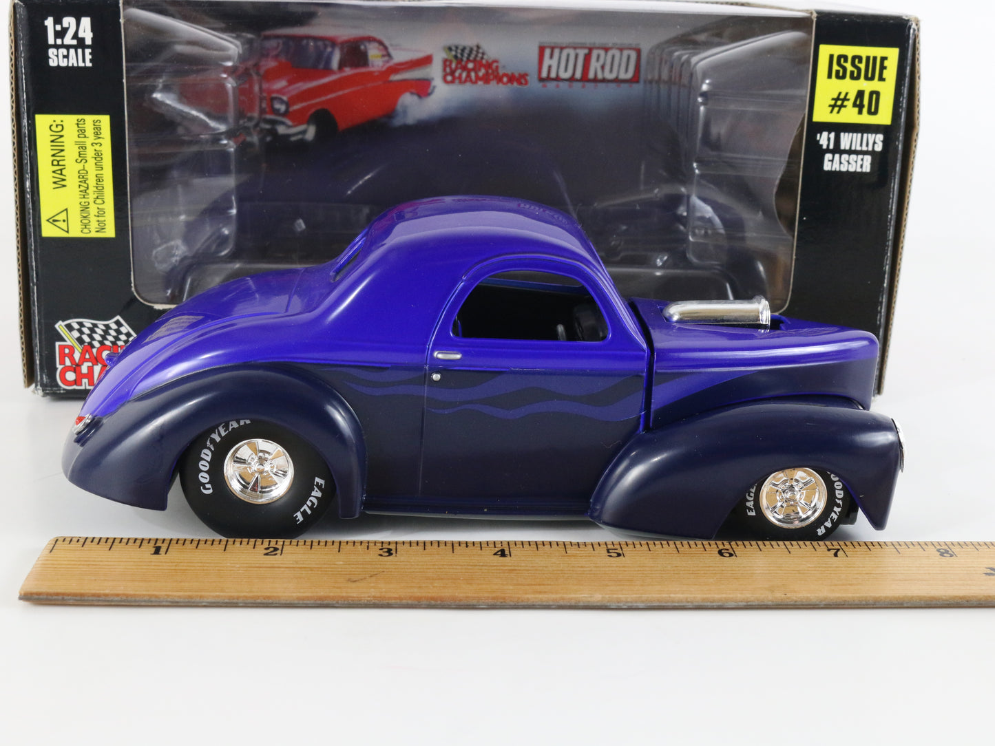 1941 Willys Gasser Issue #57 Blue Hot Rod Racing Champions 1:24 Model Car