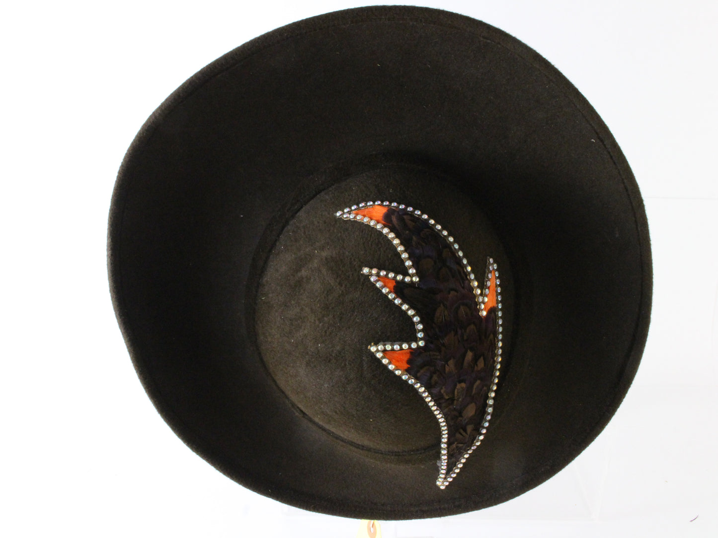 Jack Mcconnell New York Ladies Brown Felt Hat W/ Feathers 7 1/8 57cm