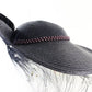 George Zamaul Couture New York Ladies Navy Blue Straw Hat W/ Rhinestones 7 56cm