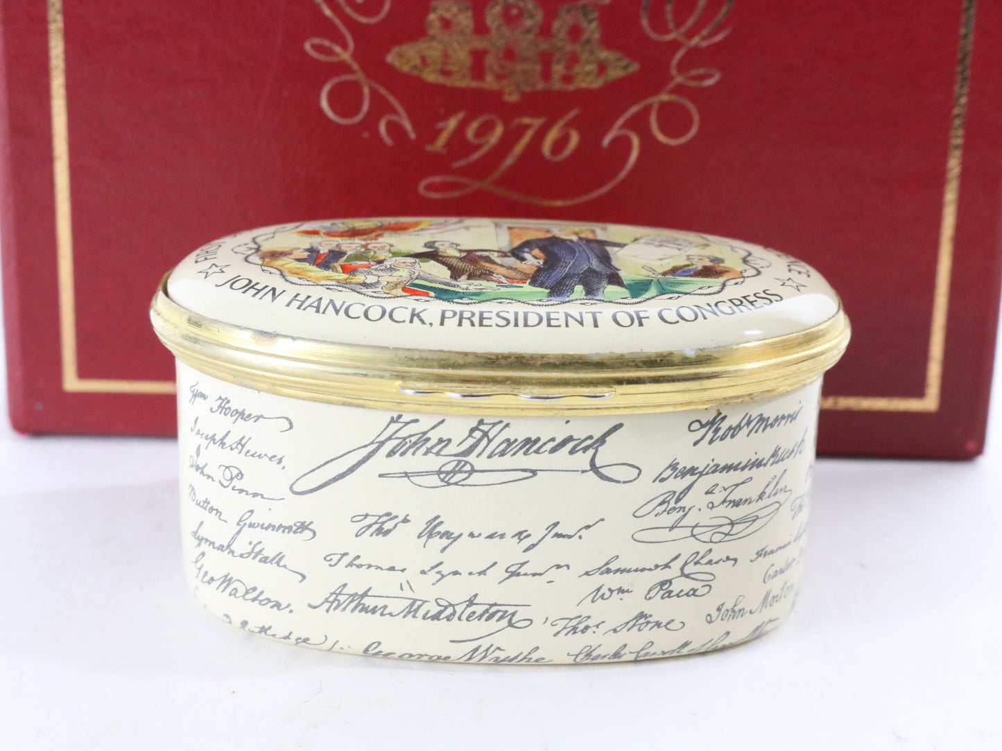 Bilston & Battersea Halcyon Days Declaration Of Independence Enamel Box 11/500