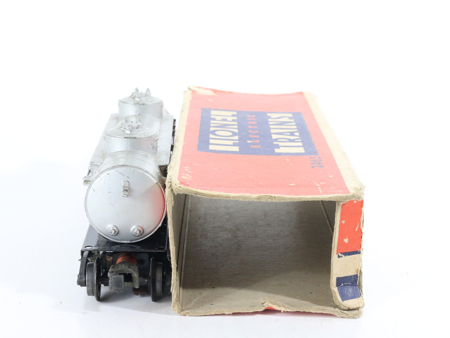 Lionel O Postwar 2465 Sunoco Silver 2 Dome Tank Car W/ Box