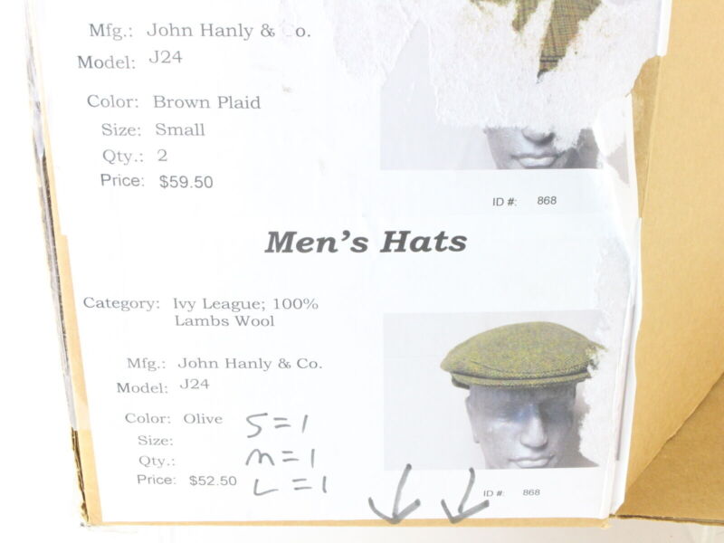 John Hanley & Co Ltd Mens Olive PURE Wool NEWSBOY Ivy Cap MULTIPLE SIZES