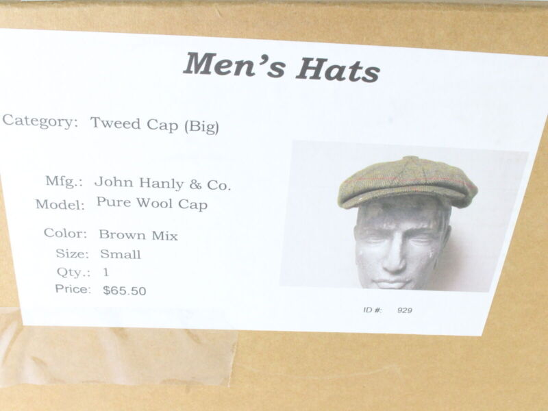 John Hanley And Co Ltd Mens Brown Mix Wool Tweed Ivy Cap 6 7/8 55cm MADE IRELAND