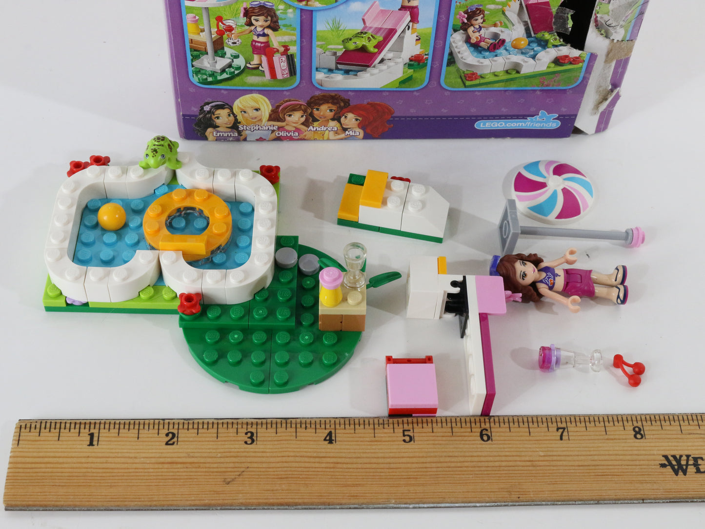 Lego Friends Olivias Garden Pool Mostly Built Set 41090 W/ Box & Instructions