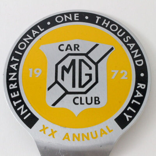 MG Car Club International One Thousand Rally 1972 4.75" Metal Emblem Badge