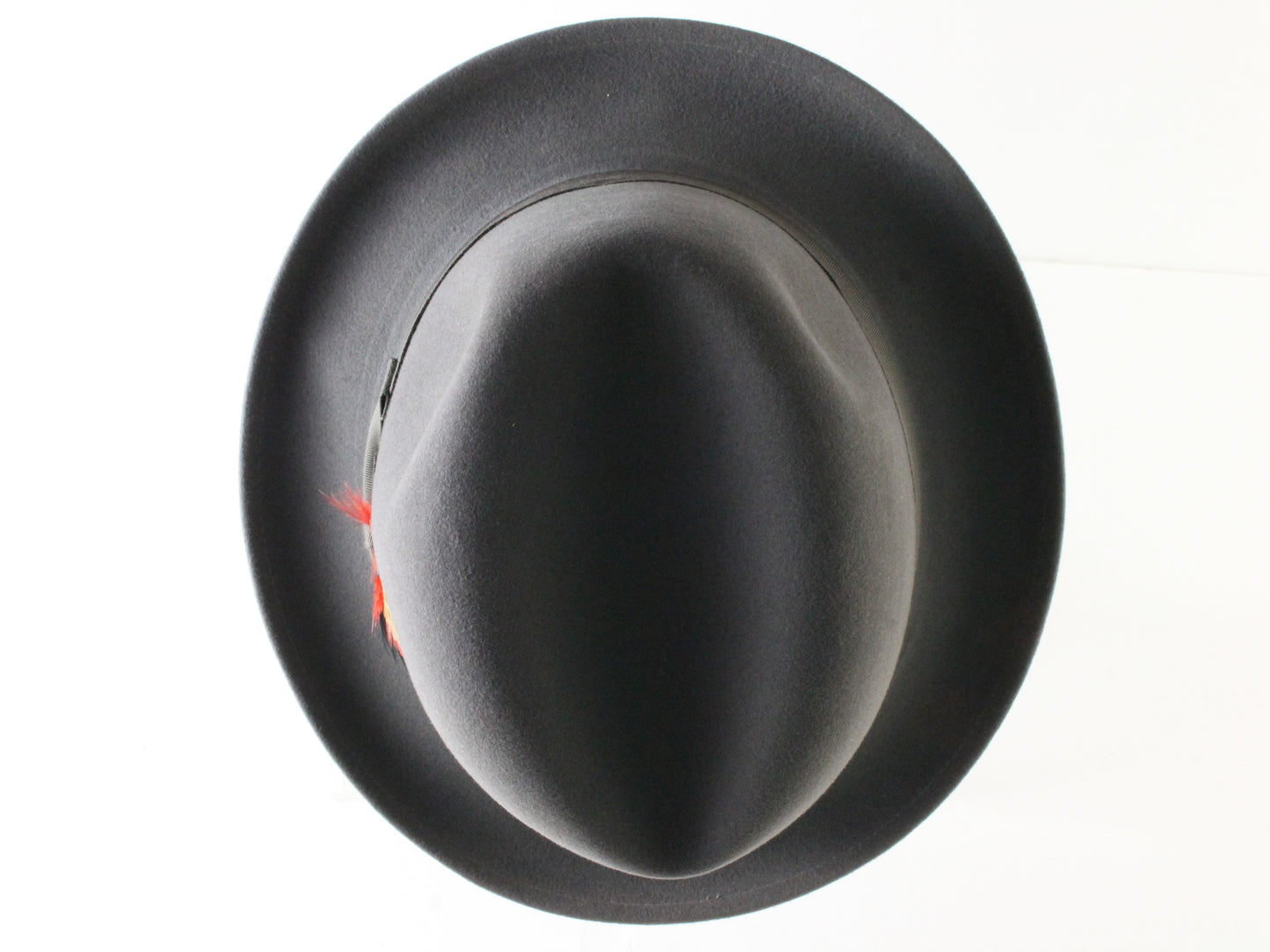 Biltmore President Mens Steel Gray Felt Fedora W/ Red Feather 7 56cm