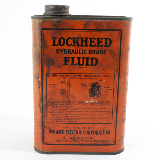 Lockheed Hydraulic Brake Fluid Wagner Electric Vintage Metal Can Container