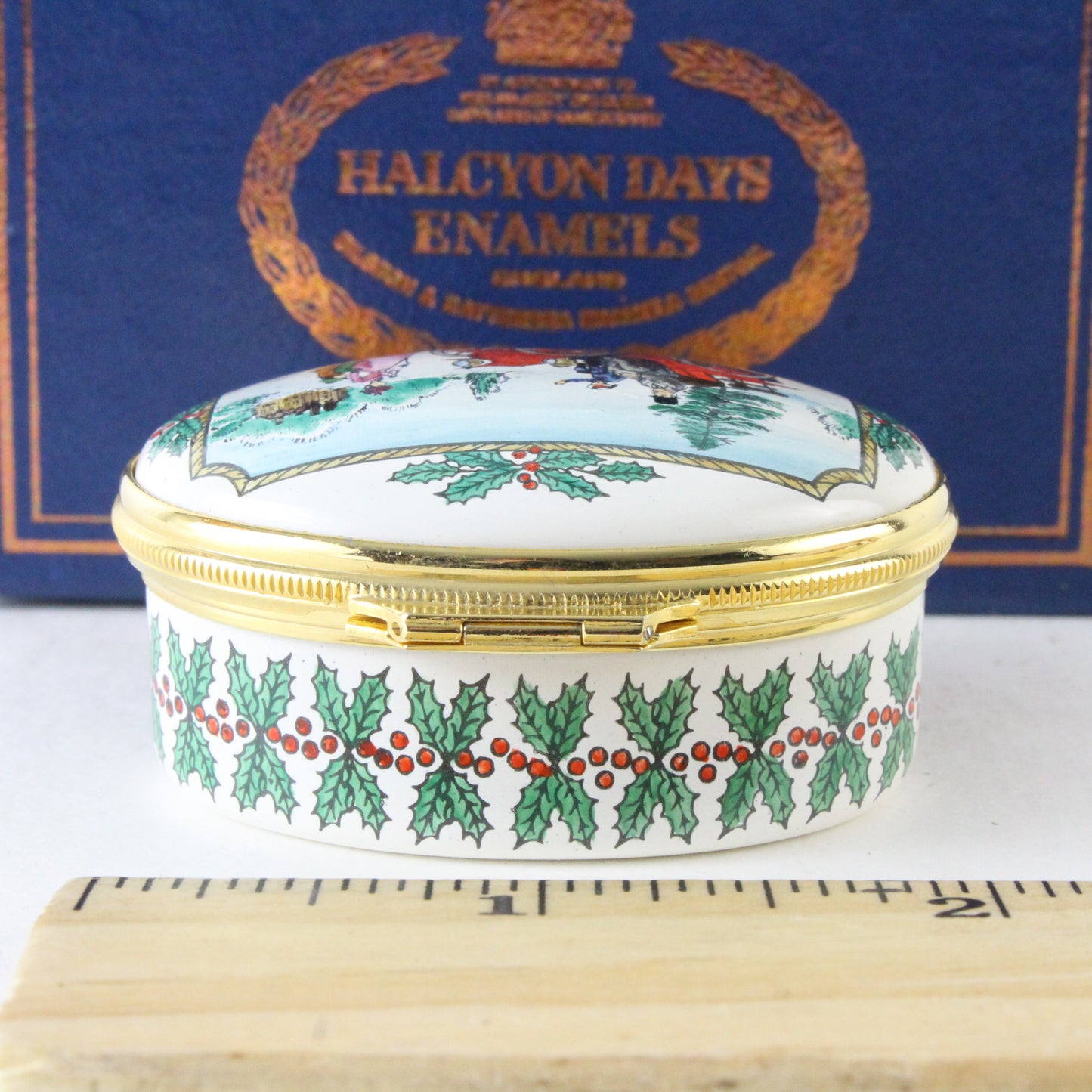 Halcyon Days Enamel Box Limited Edition 1981 Arriving With Christmas Tree