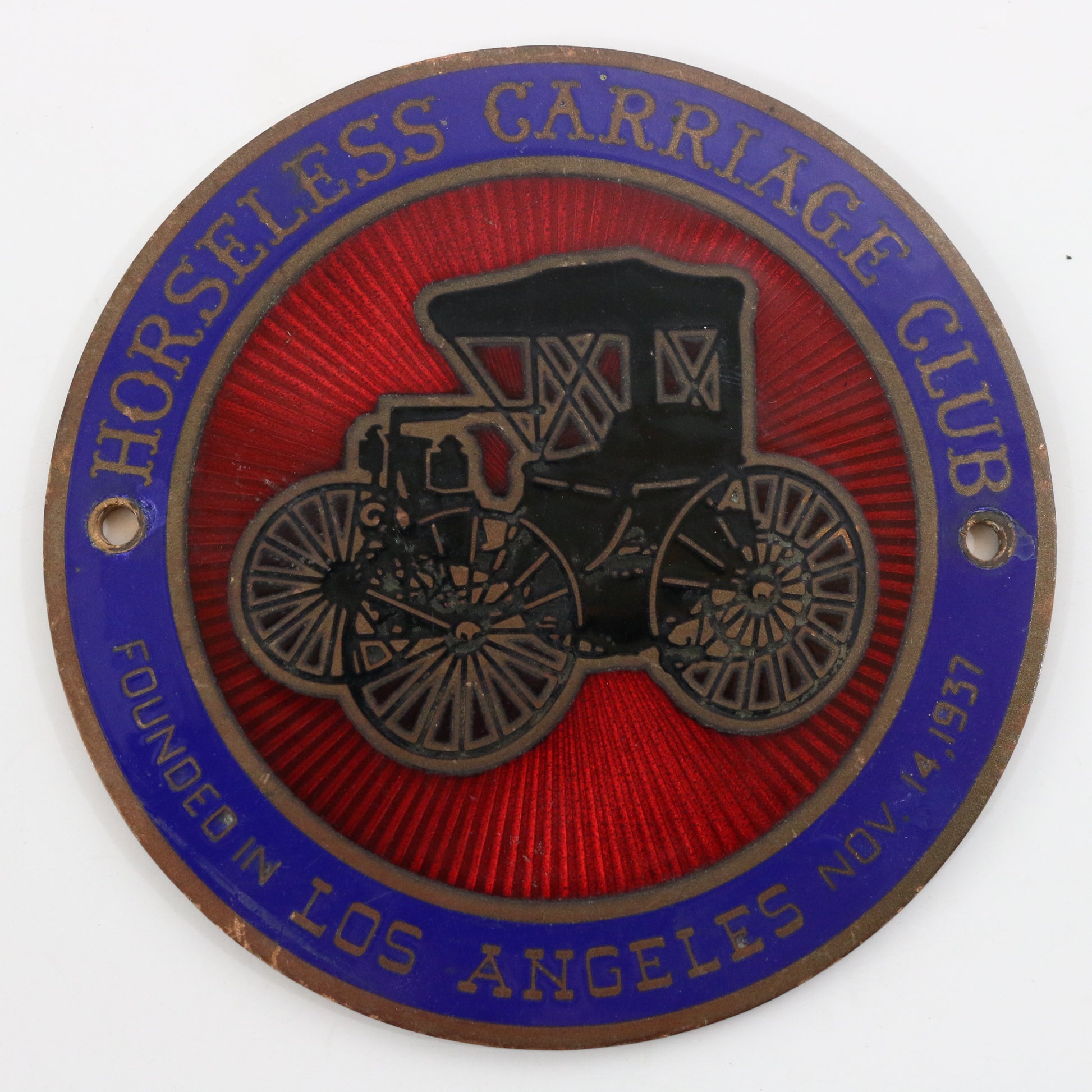 Horseless Carriage Club Los Angeles 1937 Vintage Automobile Emblem Badge