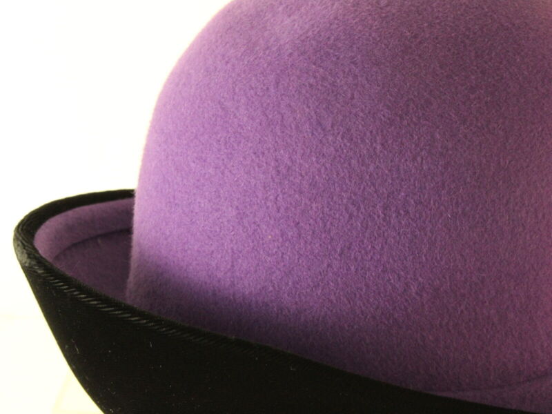 Frank Olive New York Ladies Purple And Black Felt Hat 6 7/8 55cm VINTAGE