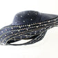 George Zamaul Ladies Boutique Navy Blue STATEMENT Hat W/ Rhinestones 7 1/8 57cm