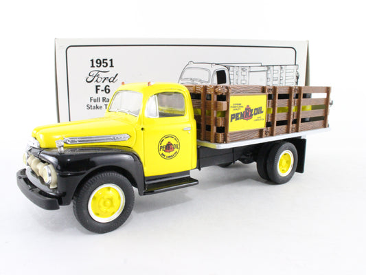 1951 Ford F-6 Full Rack Stake Truck Penzoil First Gear 1:34 Scale Model 19-1097