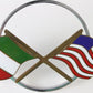 Italian And American Flags Crossed Automobile Badge Ferrari, ALFA? 4.5"