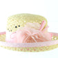 Sonni of California Ladies Boutique Natural Tan Straw Hat W/ Pink Trim 7 56cm