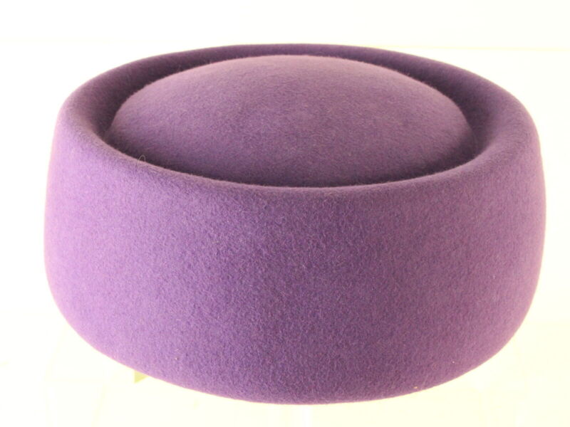 Sonni Of California Ladies Purple Felt Pillbox Hat 7 1/8 57cm