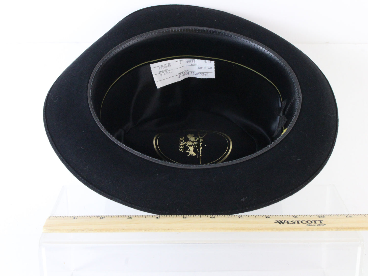 Dobbs Mens Classic Black Felt Fedora W/ Pin 7 1/2 60cm