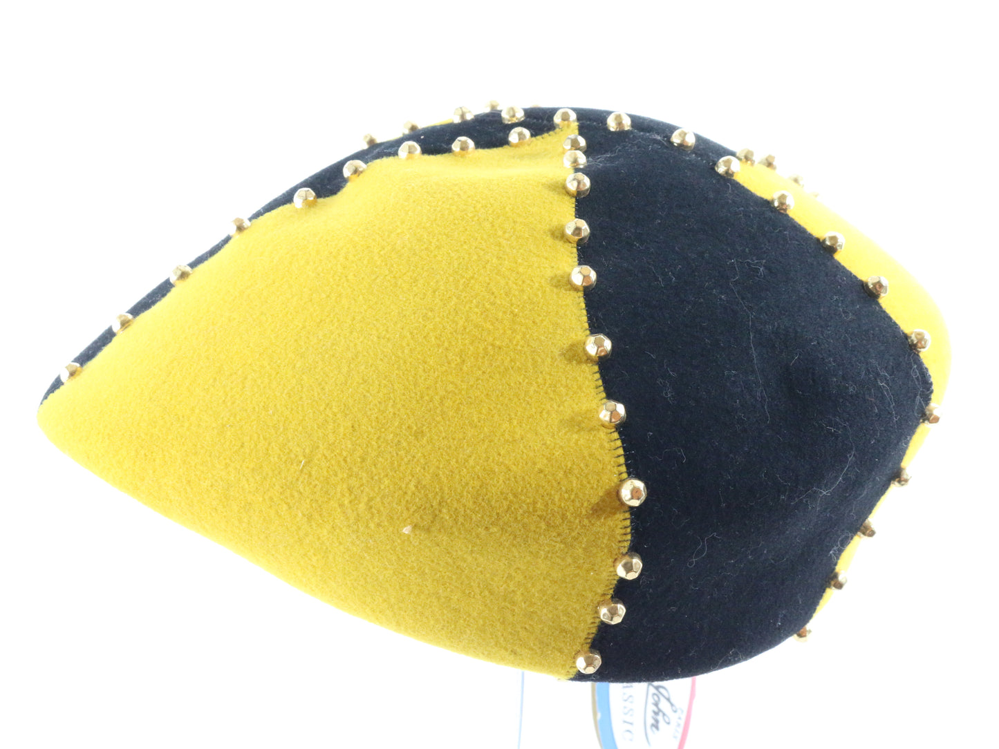 Mr John Classic Ladies Yellow and Black Wool Felt Hat W/ Beads 7 1/8 57cm