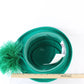Mr D Ladies Fancy Boutique Green Wool Felt Hat W/ Feathers 7 56cm
