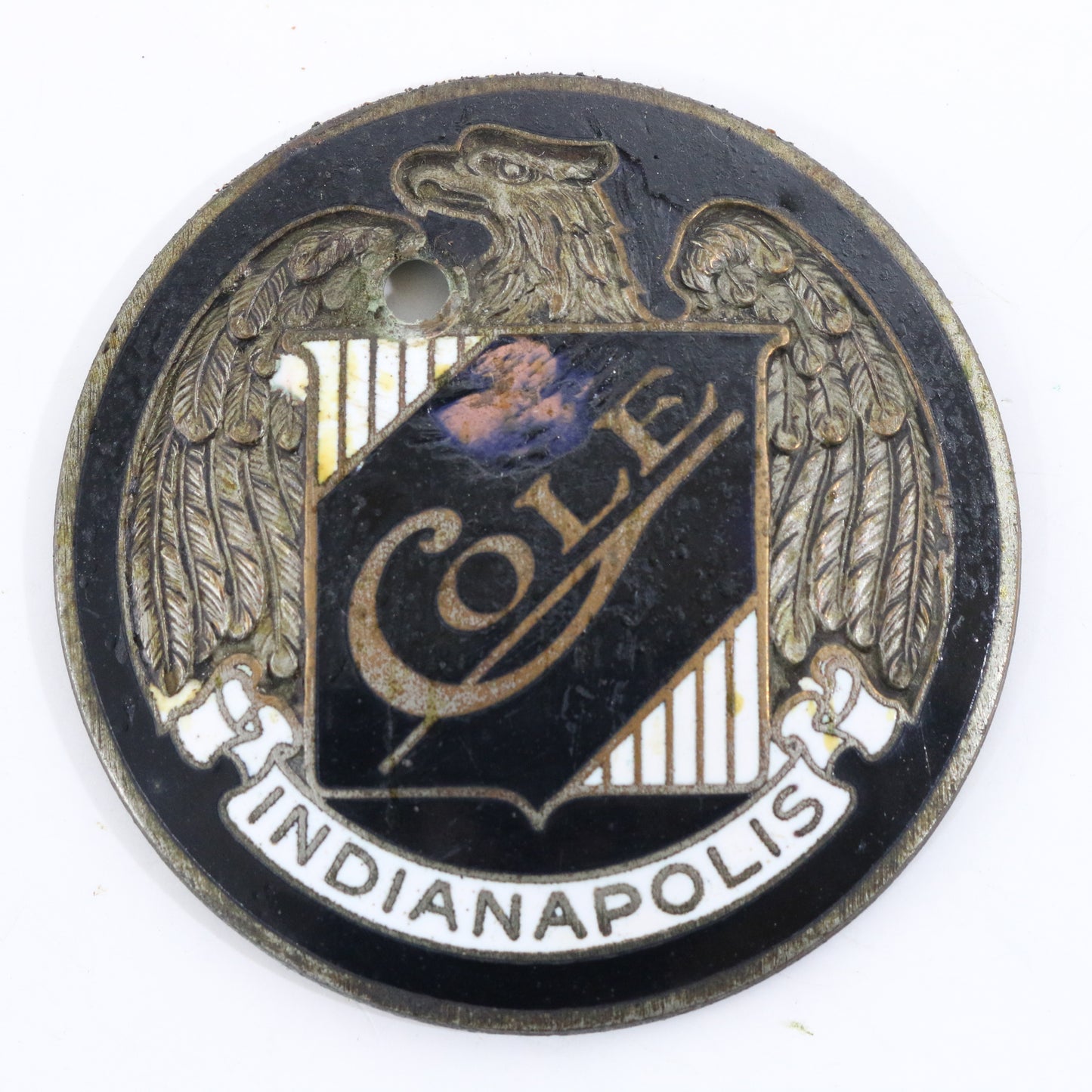 Cole Indianapolis Metal Automobile Emblem Radiator Badge Hood 2.25��� RARE