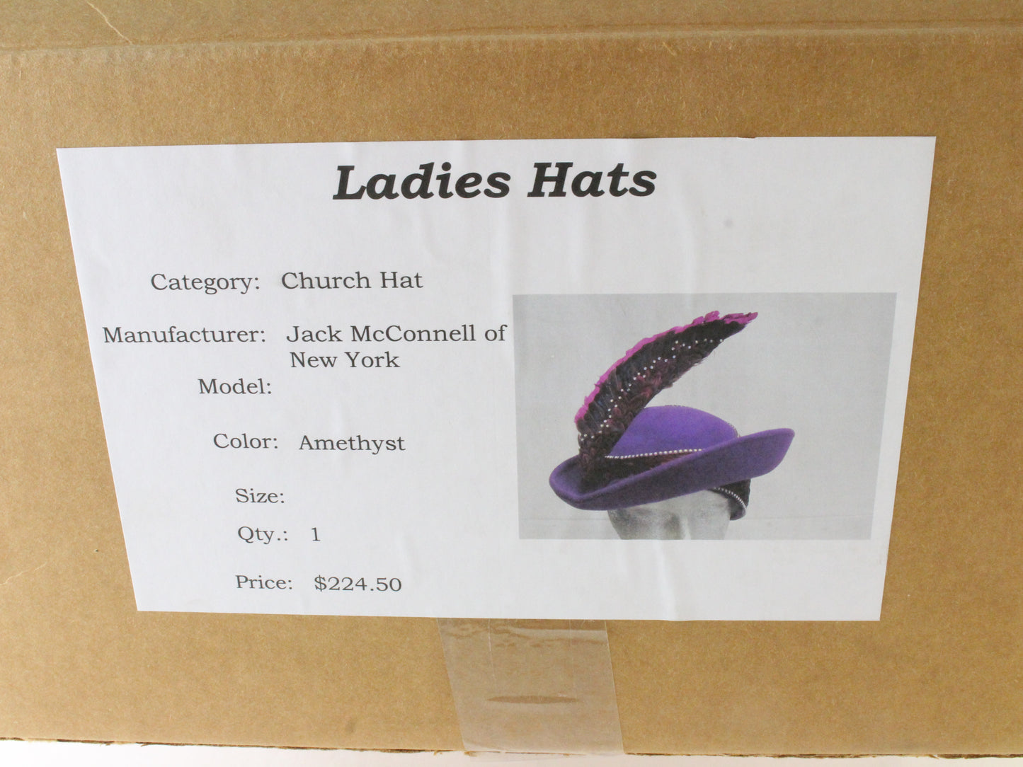 Jack Mcconnell New York Ladies Amethyst Purple Felt Hat W/ Feathers 7 56cm